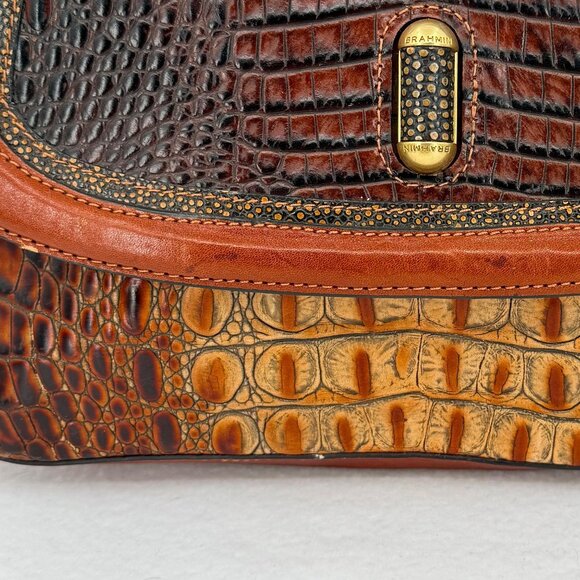 Brahmin Women's Daria Toasted Almond Croc-Embossed Leather Shoulder Bag 12x5x3 - Picture 12 of 12